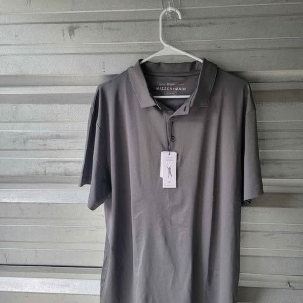 Mizzen + Main NWT XL Gray Phil Mickelson Polo Mens Stretch Golf Performance.